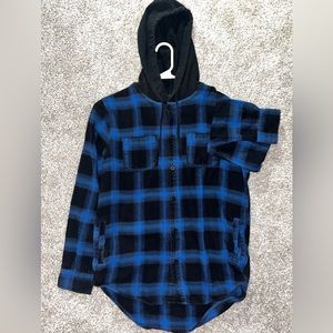 PACSUN LOS ANGELES MEN’S FLANNEL JACKET - S: MEDIUM C: BLUE/BLACK
